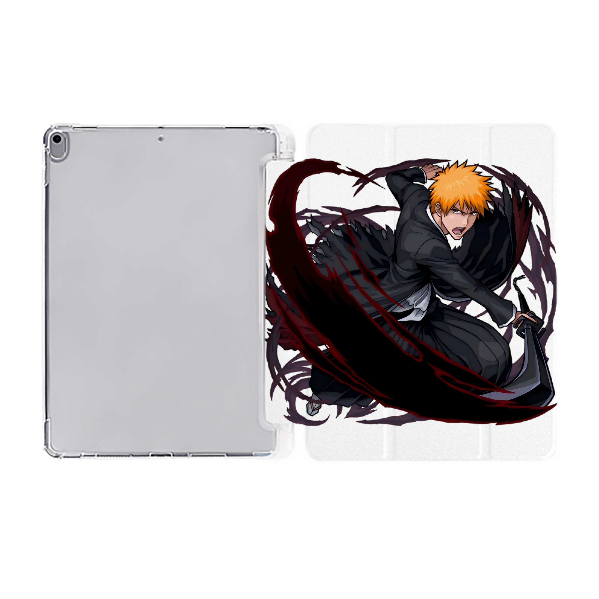 （画像用） ブリーチ 黒崎一護（くろさき いちご）BLEACH Kurosaki Ichigo IPad ケース ペン収納付き 三つ折りスタンド PUレザー×シリコン 対応機種9.5/10.5/10.9インチ